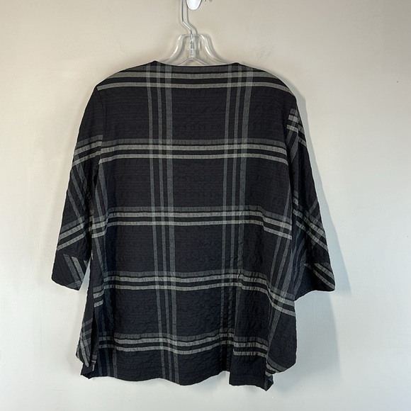 Ali Miles Plaid Tunic Top Size PM Artsy Crinkle Fabric Asymmetrical Fall Autumn - Picture 2 of 13